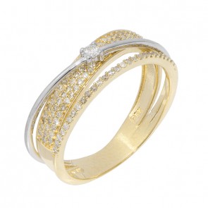 Anel em Ouro 18k 3 Fios Cartie Cravejado com 106 Diamantes e 1 Diamante 3.50 Pontos 