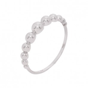 Anel em Ouro Branco 18k Bolinhas Polidas