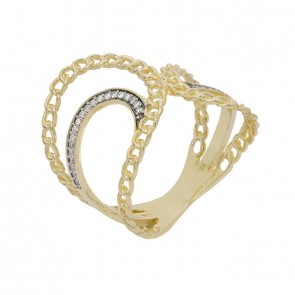 Anel em Ouro 18k Grumet Polido com 7 Diamantes