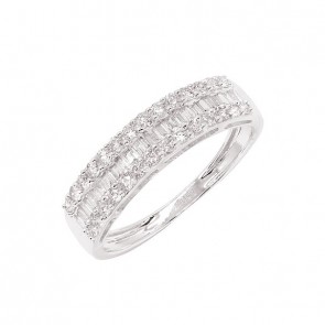 Anel em Ouro Branco 18k Aparador com 46 Diamantes 0.53cts   	