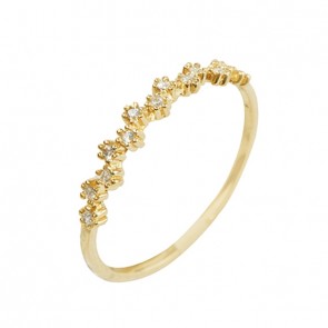 Anel em Ouro Amarelo 18k  Aparador Florzinha com Zircônias 