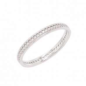 Aliança em Ouro Branco 18K Inteira Cravejada com Zircônias Branca  