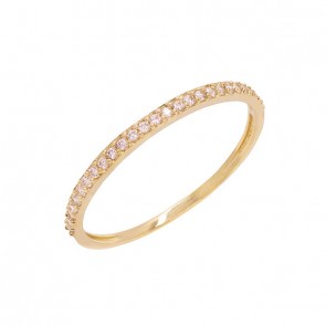 Anel em Ouro 18K Aparador Fino com Zircônias Brancas