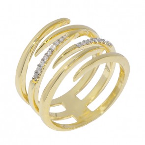 Anel Movimento e Transformação Espiral polido com 17 Diamantes