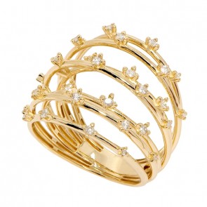 Anel em Ouro 18k Belize 7 Fios com 31 Brilhantes 