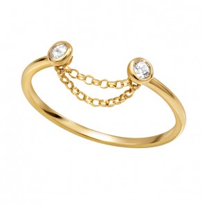 Anel em Ouro 18k Arcus Polido com 2 Topázio Branco