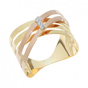 Anel em Ouro 18k  Road Cartie Tricolor Polido