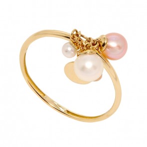 Anel em Ouro 18k Ora Bicolor com Perolas 2.5mm/4.5mm 