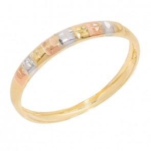 Anel em Ouro 18k Aparador Fino Tricolor Polido