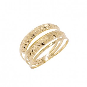 Anel em Ouro 18k 2 Fios Abaulado Diamantado