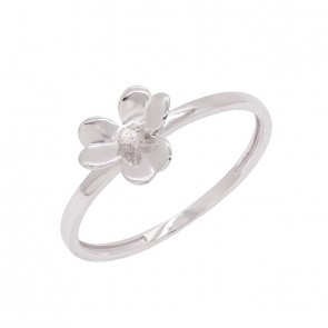 Anel em Ouro Branco 18k Florzinha com 1 Brilhante
