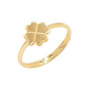 Anel em Ouro 18k Trevo Polido