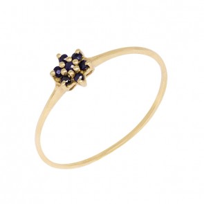 Anel em Ouro 18k Chuveiro Flor com 7 Safiras