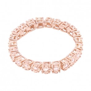 Anel em Ouro Rosé 18k Riviera Maleável com 24 Brilhantes