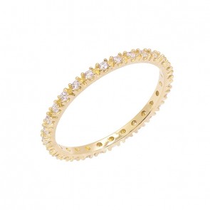 Aliança em Ouro 18K Inteira com Zircônias Branca 1.30mm