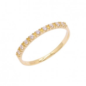Meia Aliança em Ouro 18K com Zircônias Branca 1.50mm