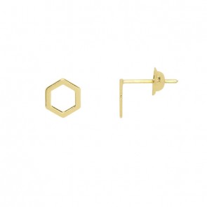 Brinco em Ouro 18k Forme Hexagonal Polido