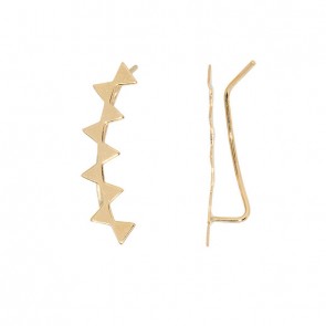 Brinco em Ouro 18k Ear Cuff Triângulos Polidos