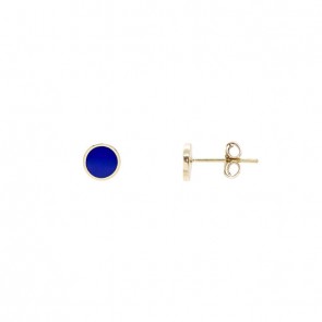 Brinco em Ouro 18k Redondo com Cerâmica Azul 
