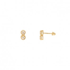 Brinco em Ouro Cartie Duplo com 4 Diamantes 6:00 Pontos Cada