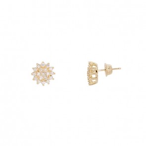 Brinco em Ouro 18k Chuveiro Flor com 38 Diamantes