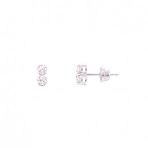 Brinco em Ouro 18k Cartie Duplo com 4 Diamantes 8 Pontos cada 0.32cts - Ouro Branco