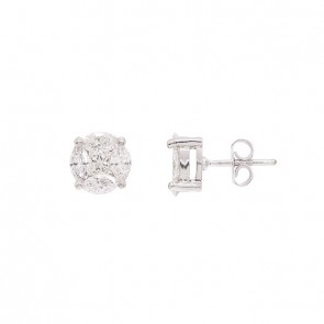 Brinco em Ouro Branco 18k Redondo com 10 Diamantes 2.36cts Vs1 Cor I