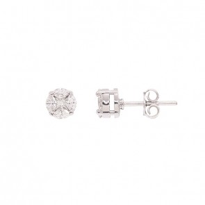 Brinco em Ouro Branco 18k Redondo com 10 Diamantes 0.85cts Vs1 Cor I