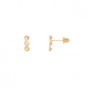 Brinco em Ouro 18k Triplo com Zircônias 2.25mm