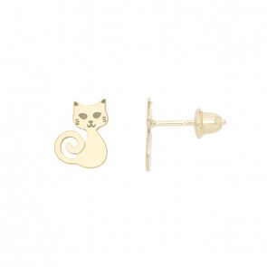 Brinco em Ouro 18k Gatinho Esmaltado