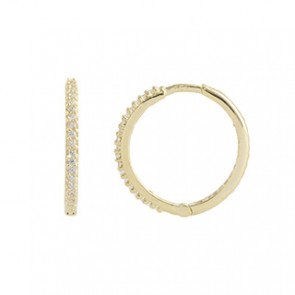 Brinco em Ouro 18k Argola Cravejada Com Zircônias