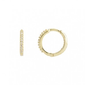 Brinco em Ouro 18k Argola Pequena Cravejada Com Zircônias