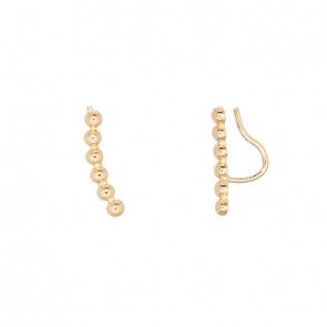 Brinco em Ouro 18k Ear Cuff Bolinhas Polido 