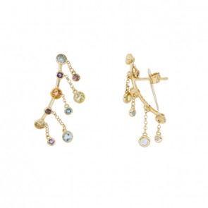 Brinco Mix Color Ear Cuff com Pedras Naturais 