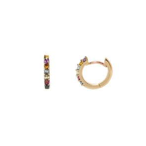 Brinco em Ouro 18k Aurea Argola com Peridoto/Topázio/Rodolita/Ametista/Citrino