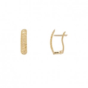 Brinco em Ouro 18k Meia Argola Diamantada 
