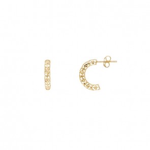 Brinco em Ouro 18k Argola Pequena Diamantada Vazada