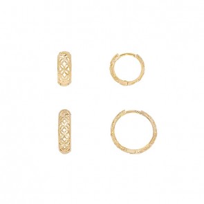 Brinco em Ouro 18k Argola Vazada Diamantada - P e M
