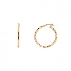 Brinco em Ouro 18k Argola Oca Fio Torcido 2.30mm Diâmetro 20mm 