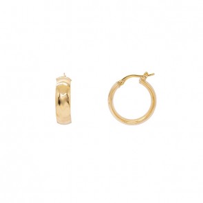 Brinco em Ouro 18k Argola Oca Fio 5X2.30mm Côncava Polida 