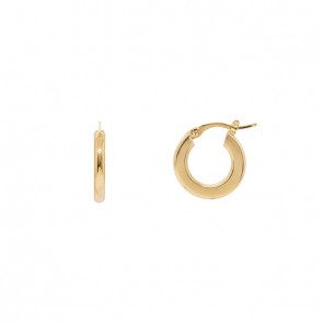 Brinco em Ouro 18k Argola Oca Fio Achatado 3mm Diâmetro 10mm.