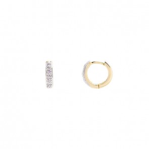 Brinco em Ouro 18k Argola Bicolor com 6 Brilhantes Pequena 