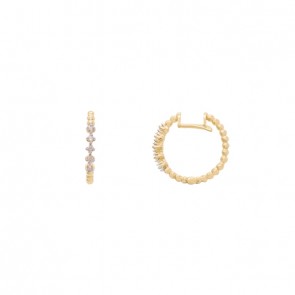 Brinco em Ouro 18k Argola Bolinhas com 10 Brilhantes 