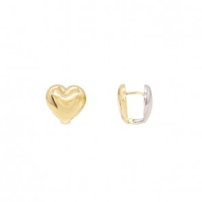 Brinco em Ouro 18k Argola Bicolor Coração Polida