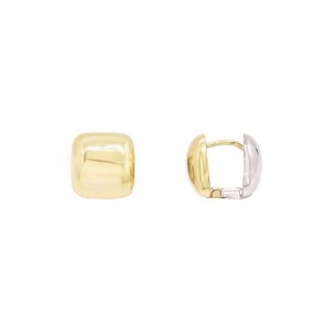 Brinco em Ouro 18k Argola Bicolor Quadrada Polida