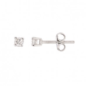 Brinco em Ouro Branco 18k Solitário com 2 Diamantes de 8 Pontos Cada 0.16Cts