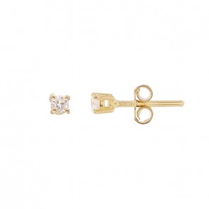 Brinco Ouro Solitário Com 2 Diamantes de 7 Pontos Cada 0.16Cts