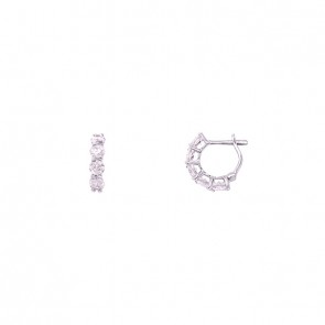 Brinco em Ouro 18k Branco Argola com 10 Diamantes 5.0 Pontos cada 0.50cts