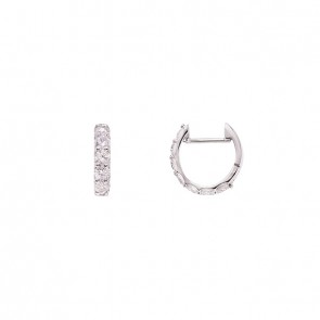 Brinco em Ouro 18 Branco Argola com 14 Diamantes 0.98cts