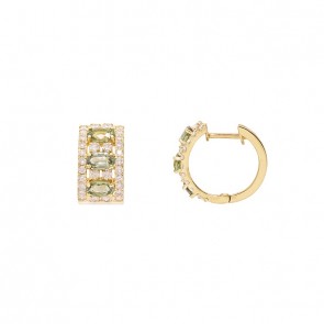 Brinco em Ouro 18k Argola Cravejada Com 60 Brilhantes 1.14cts Com 6 Rubis 5x3mm 1.50cts